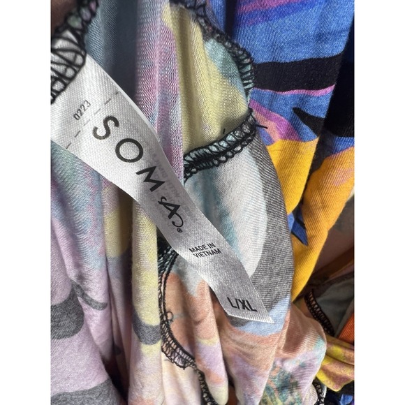 Soma Cool Nights Robe L/XL Women Kimono Hawaiian Golden Girls Comfort Lounge Art - Picture 7 of 11